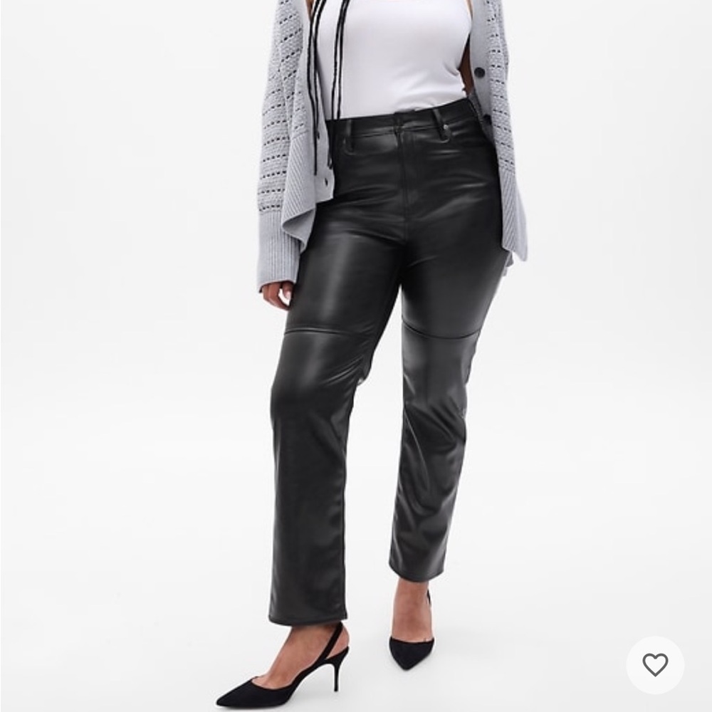 High Rise Vegan Leather Cheeky Straight Pants
